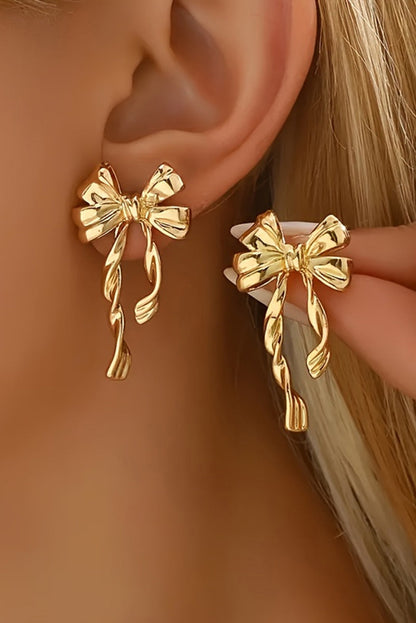 Gold Bow Knot Plated Alloy Stud Earrings Daisie Boutique