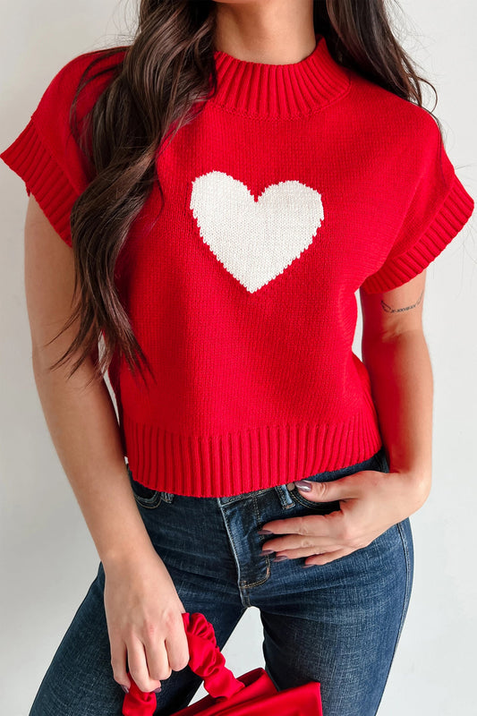 Valentine Heart Cropped Short Sleeve Sweater Dear-Lover Dropshipping