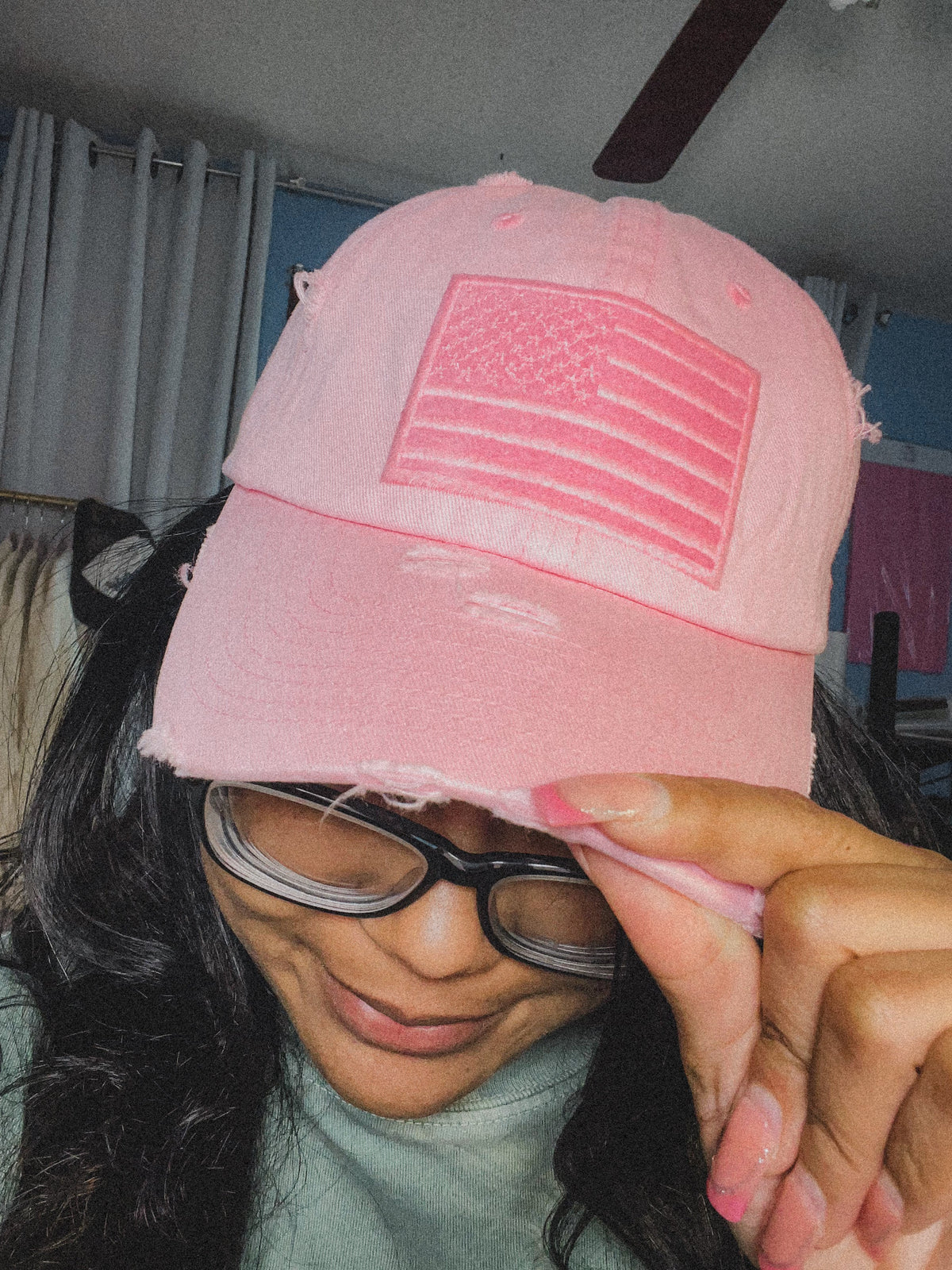 Pink American Flag Vintage Distressed Baseball Cap – Cute, Comfy & All-American Daisie Boutique