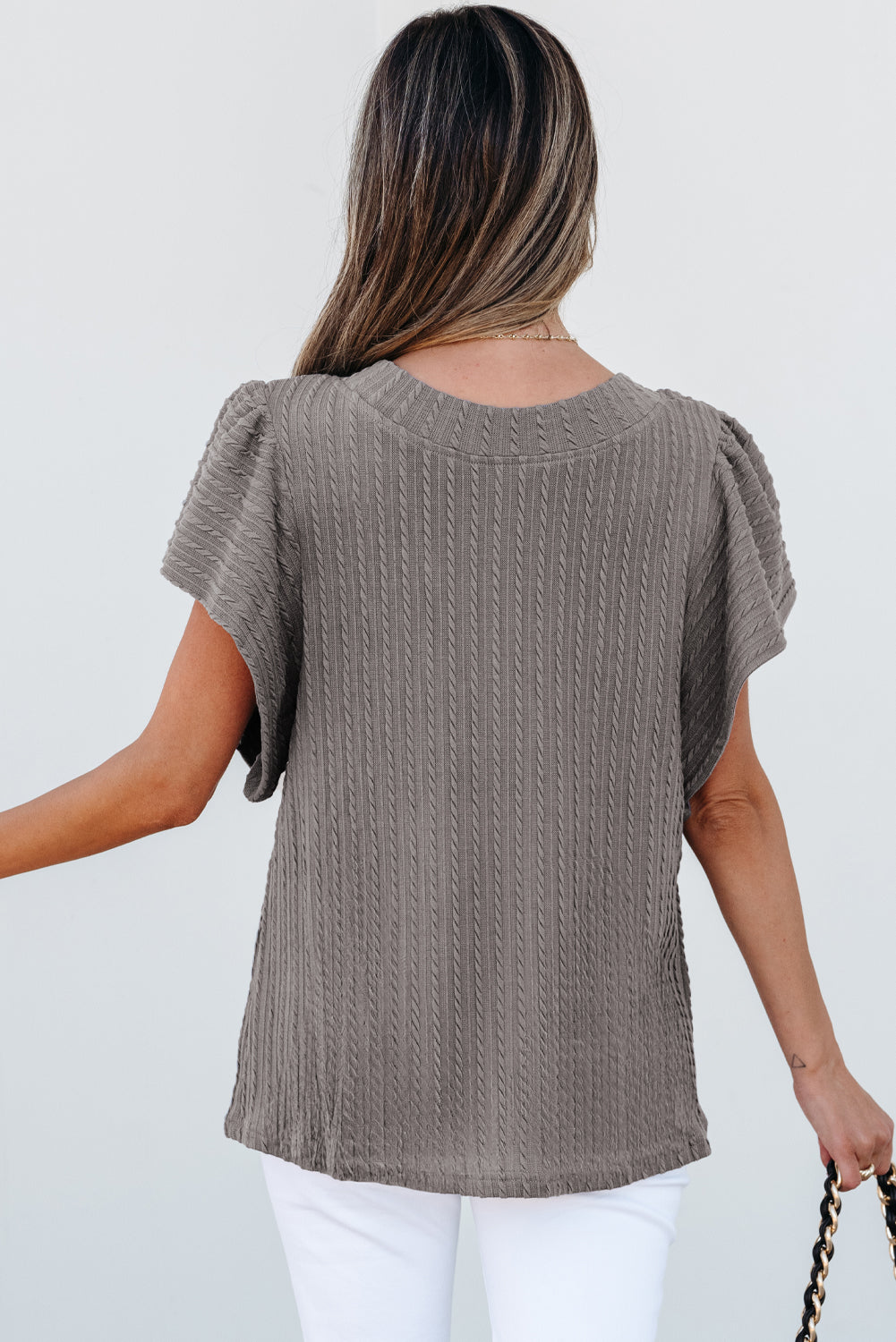Flutter Sleeve Top - Sleet Gray Daisie Boutique