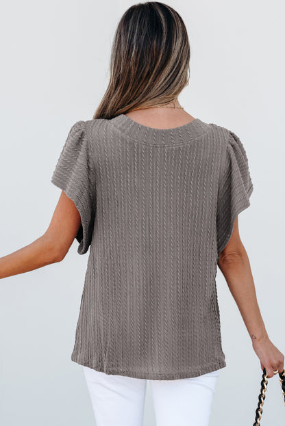 Flutter Sleeve Top - Sleet Gray Daisie Boutique