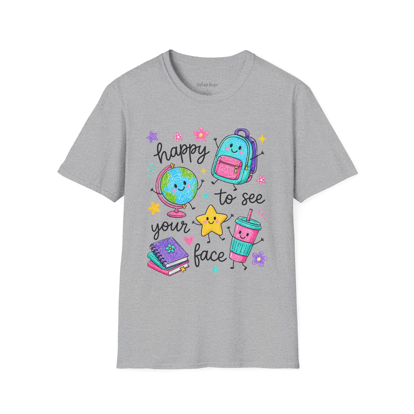 "Happy to See Your Face" Cute Back-to-School Backpack & Earth Graphic Tee