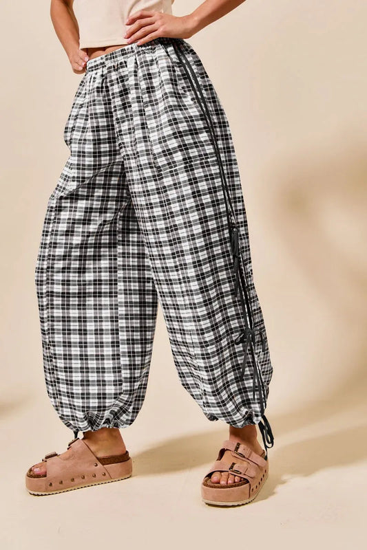 SO ME Plaid Elastic Waist Balloon Pants My Pampered Life Seattle