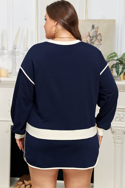 Plus Color Block Top and Lace-up Skirt Outfit Dear-Lover Dropshipping