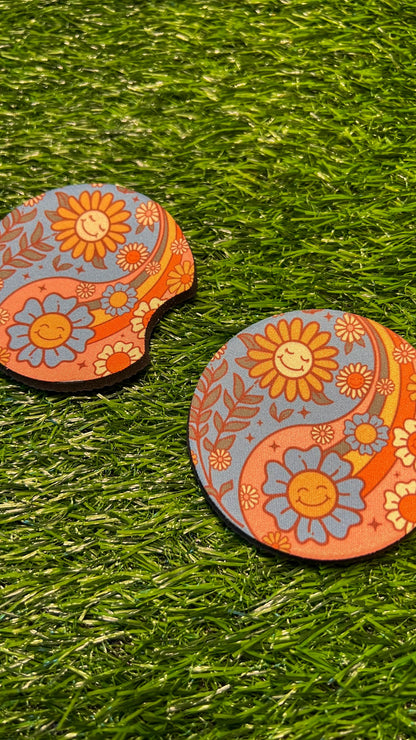 Groovy Daisy Car Coaster Set (2-Pack) Daisie Boutique