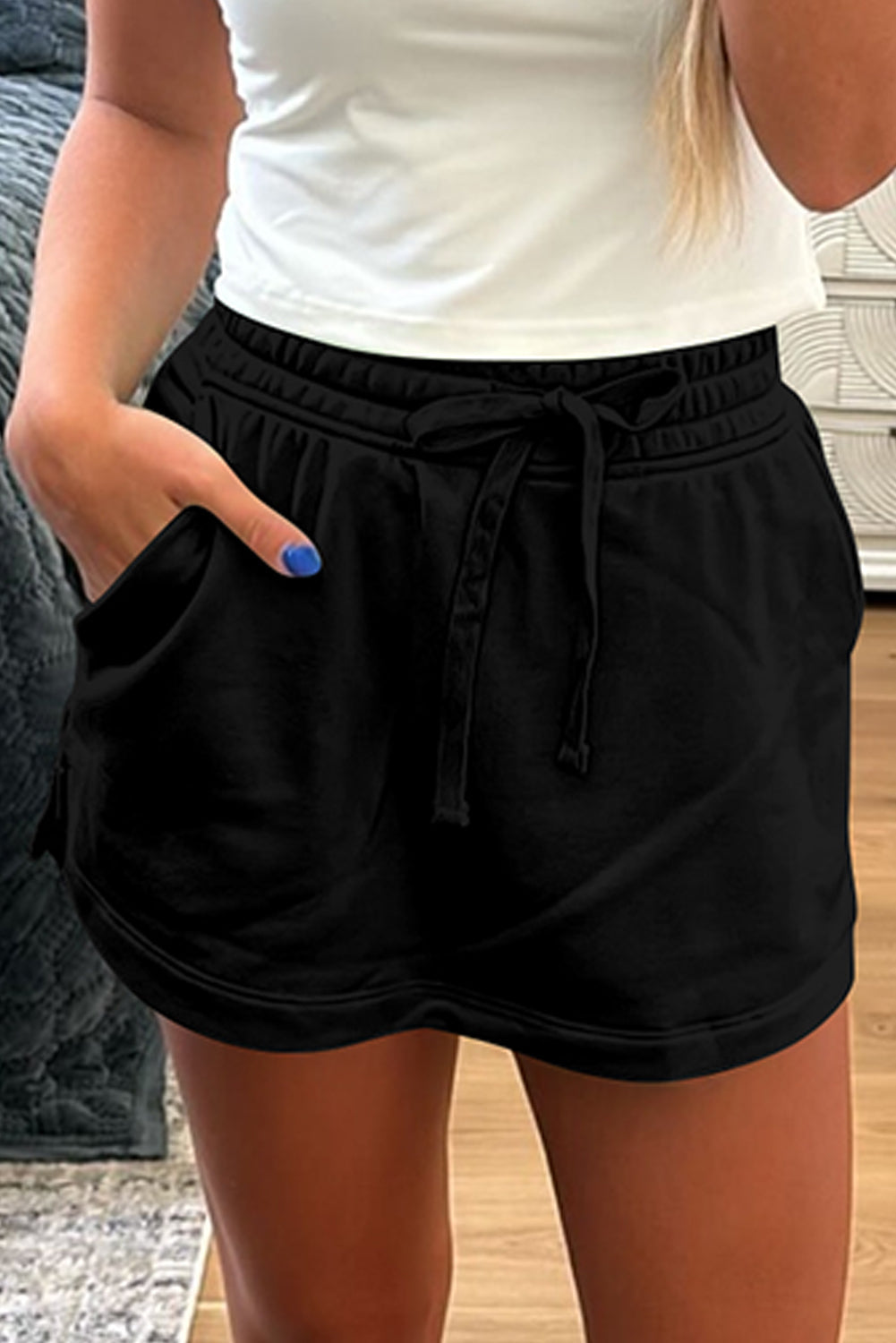 French Terry Drawstring Mini Skort with Pockets Daisie Boutique