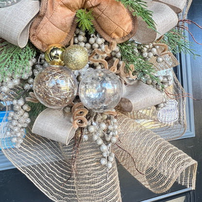 Whimsical Gingerbread & Leopard Christmas Door Swag | 32-inch Holiday Door Hanger Daisie Boutique