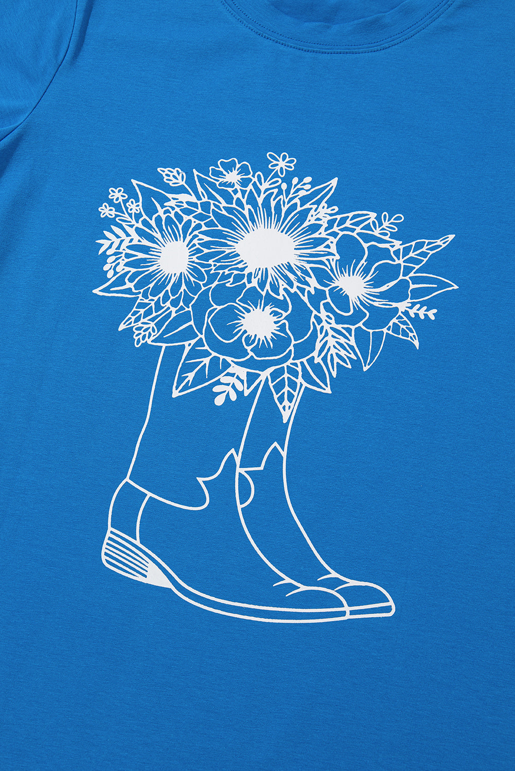 Blue Sunflower Boots Graphic Western Fashion T Shirt Daisie Boutique