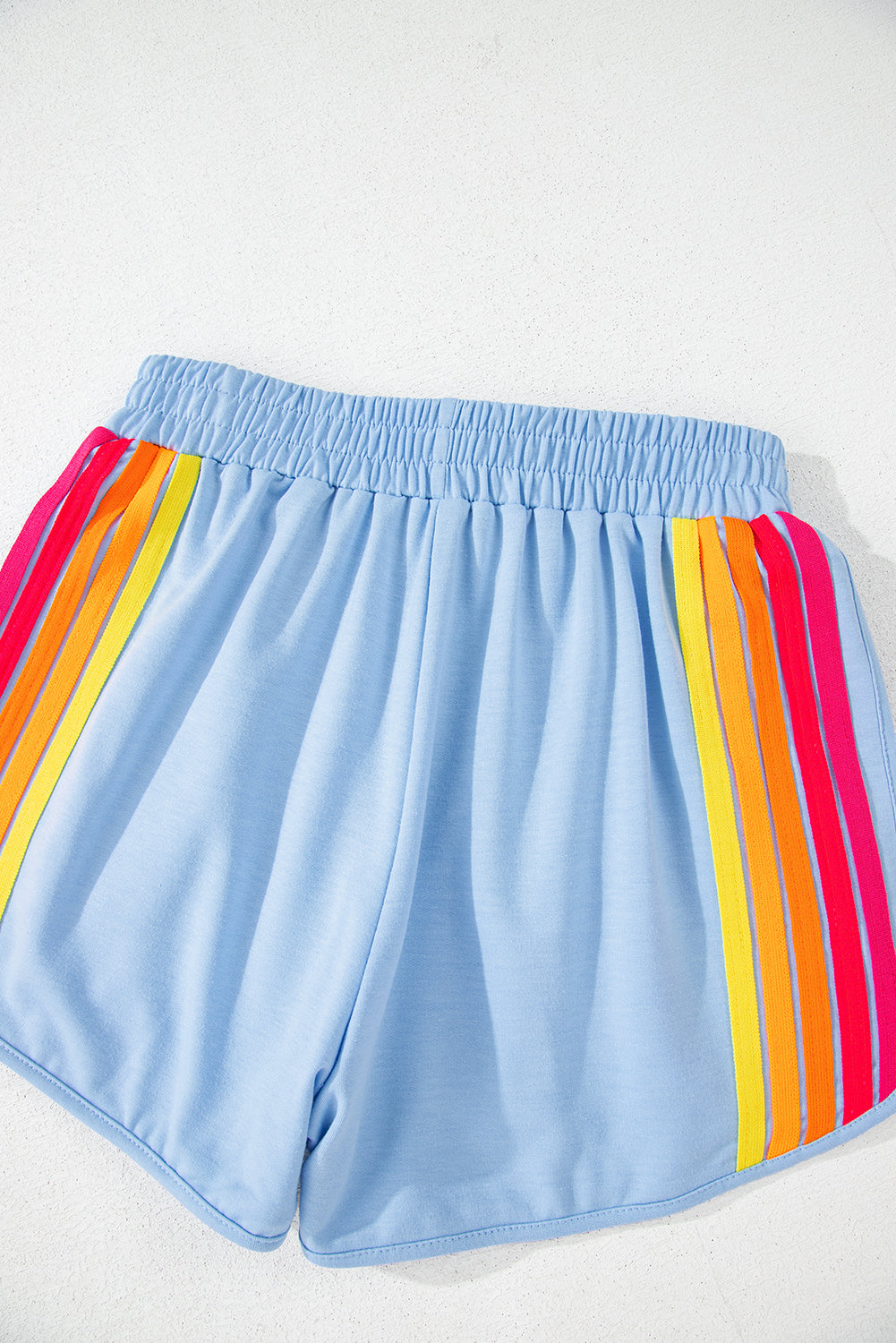 Color Block Stripes Elastic High Waist Active Shorts Daisie Boutique