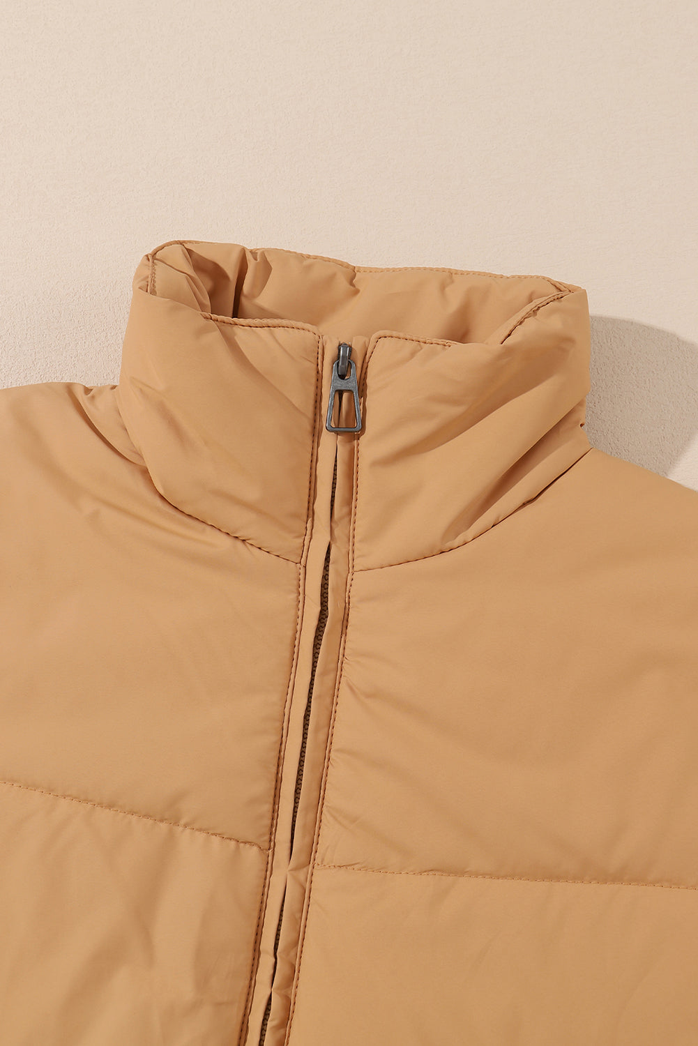 Zip Up Puffer Jacket - Brown Daisie Boutique