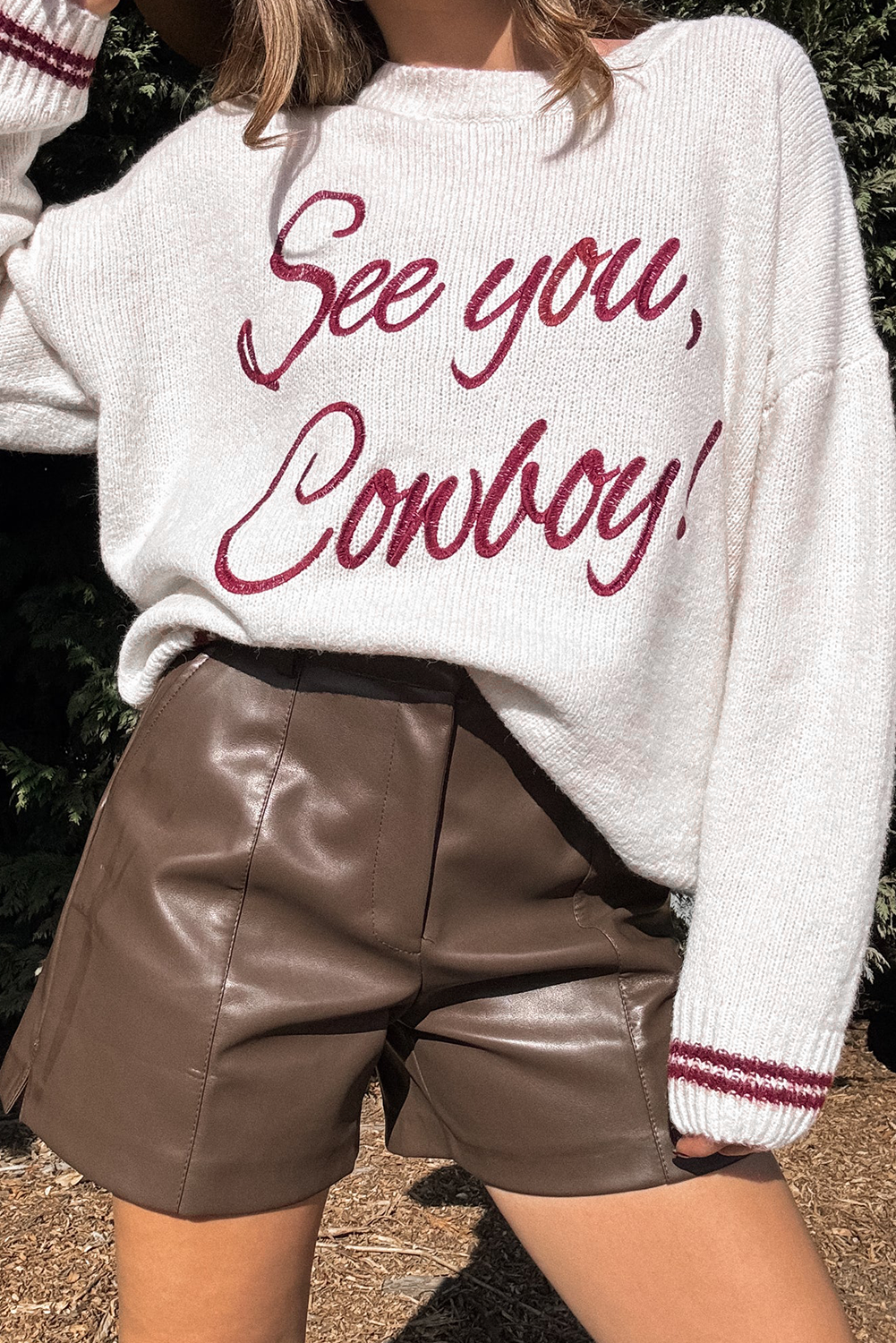See You Cowboy Embroidered Graphic Sweater Dear-Lover Dropshipping