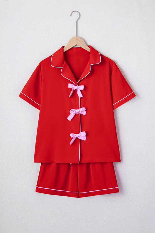 Ribbon Bow Short Silky 2pcs Pajama Set Dear-Lover Dropshipping