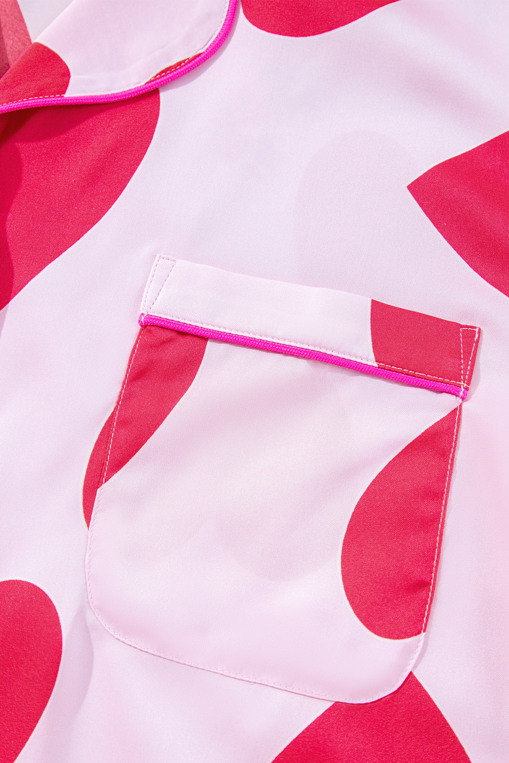 Classic Heart Valentines Short Sleeve Pajamas Set - Pink