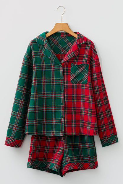 Plaid Holiday Long Sleeve and Short Pajama Set Dear-Lover Dropshipping