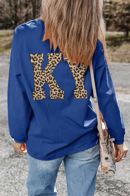 KENTUCKY Leopard KY Sweatshirt - Blue