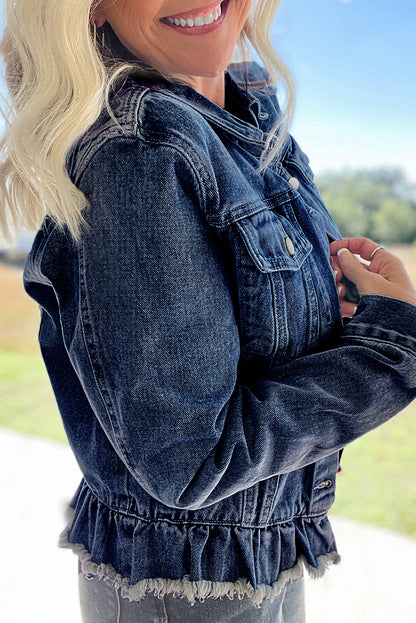 Ruffle Denim Jacket Daisie Boutique