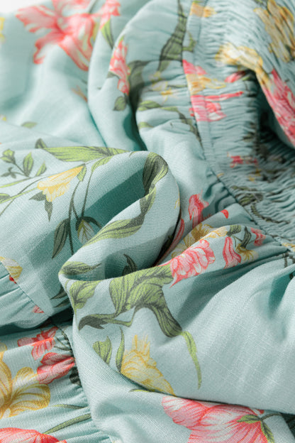 Yellow Ruffled Sleeveless Tiered Floral Maxi Dress