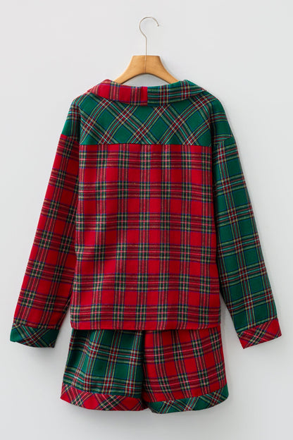 Plaid Holiday Long Sleeve and Short Pajama Set Dear-Lover Dropshipping