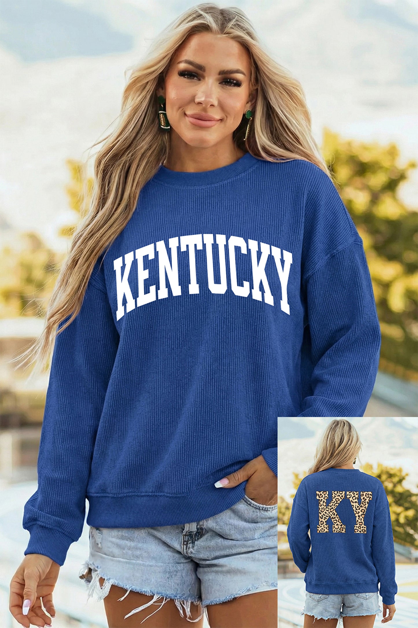 KENTUCKY Leopard KY Sweatshirt - Blue