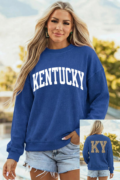 KENTUCKY Leopard KY Sweatshirt - Blue