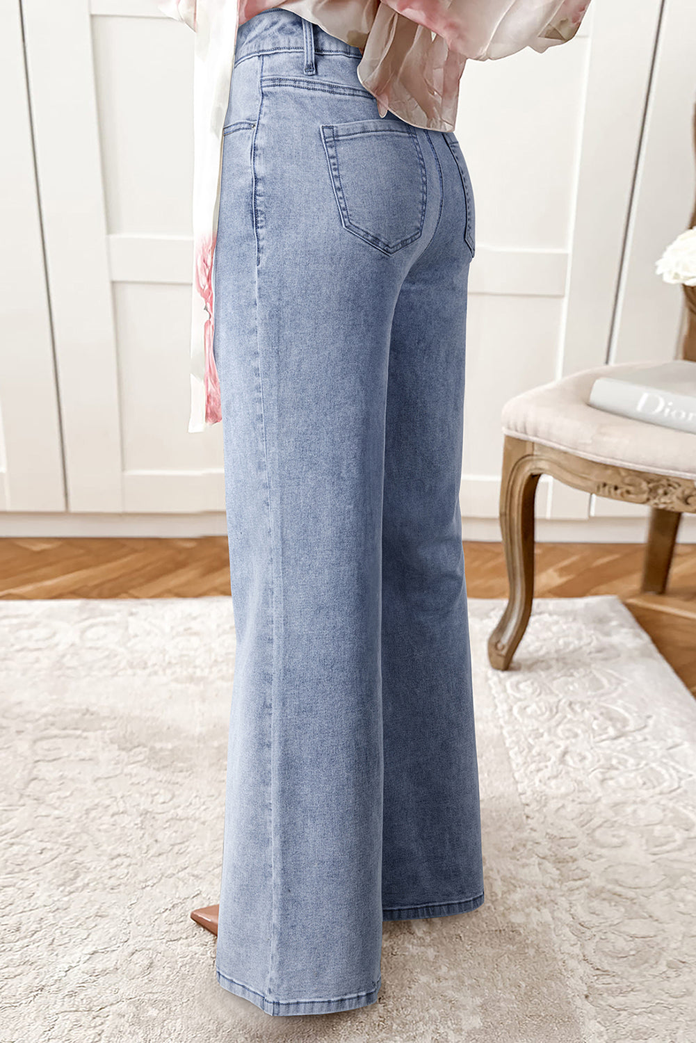 Blue High Waist Button Bell Bottom Jeans Dear-Lover Dropshipping