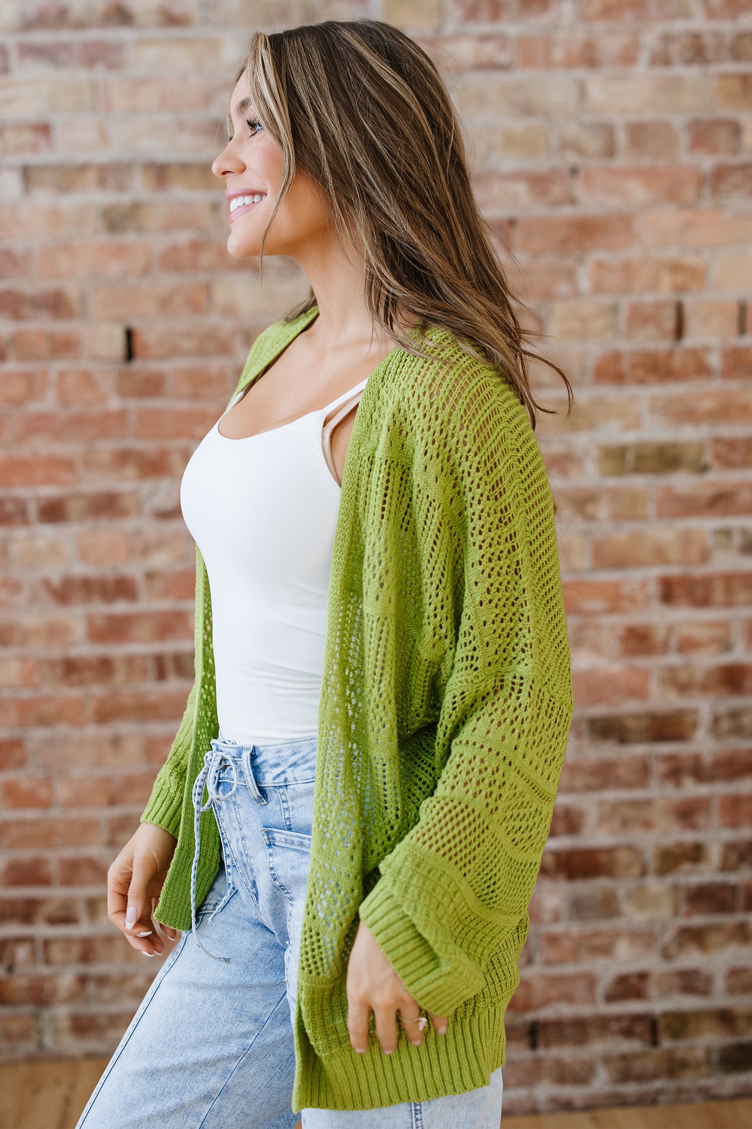 Oversize Crochet Knit Cardigan - Spinach Green Dear-Lover Dropshipping