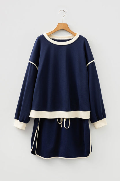 Plus Color Block Top and Lace-up Skirt Outfit Dear-Lover Dropshipping