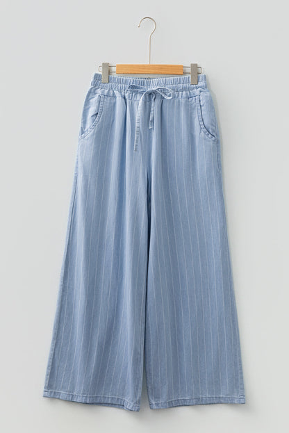 Stripe Chambray Wide Leg Trousers Dear-Lover Dropshipping