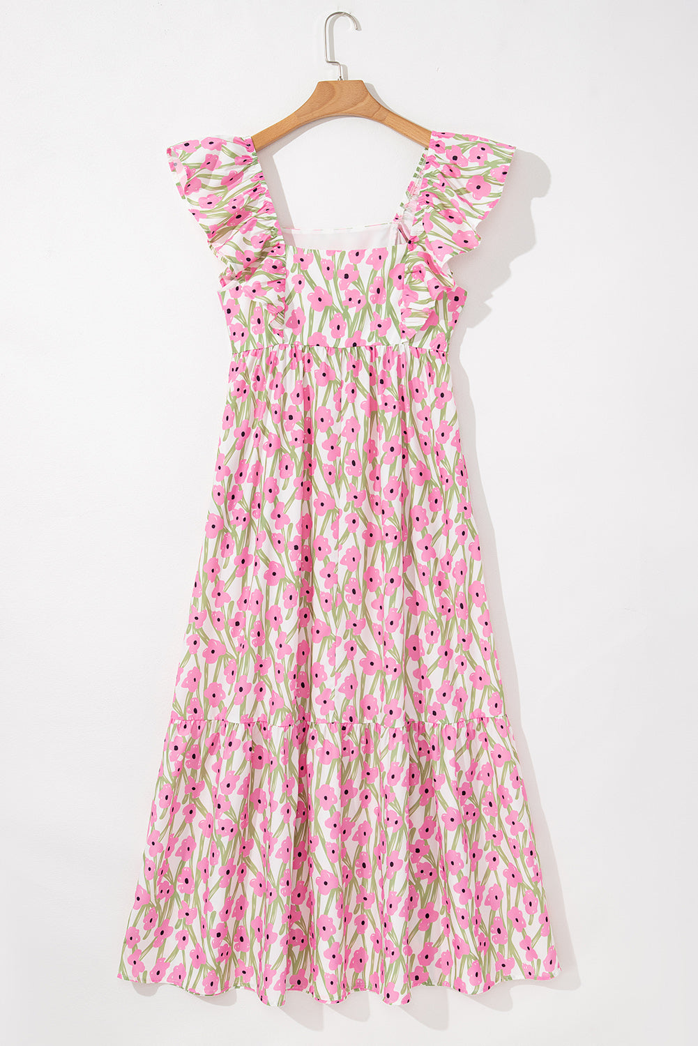 Floral Print Square Neck Ruffled Strap Maxi Dress Daisie Boutique