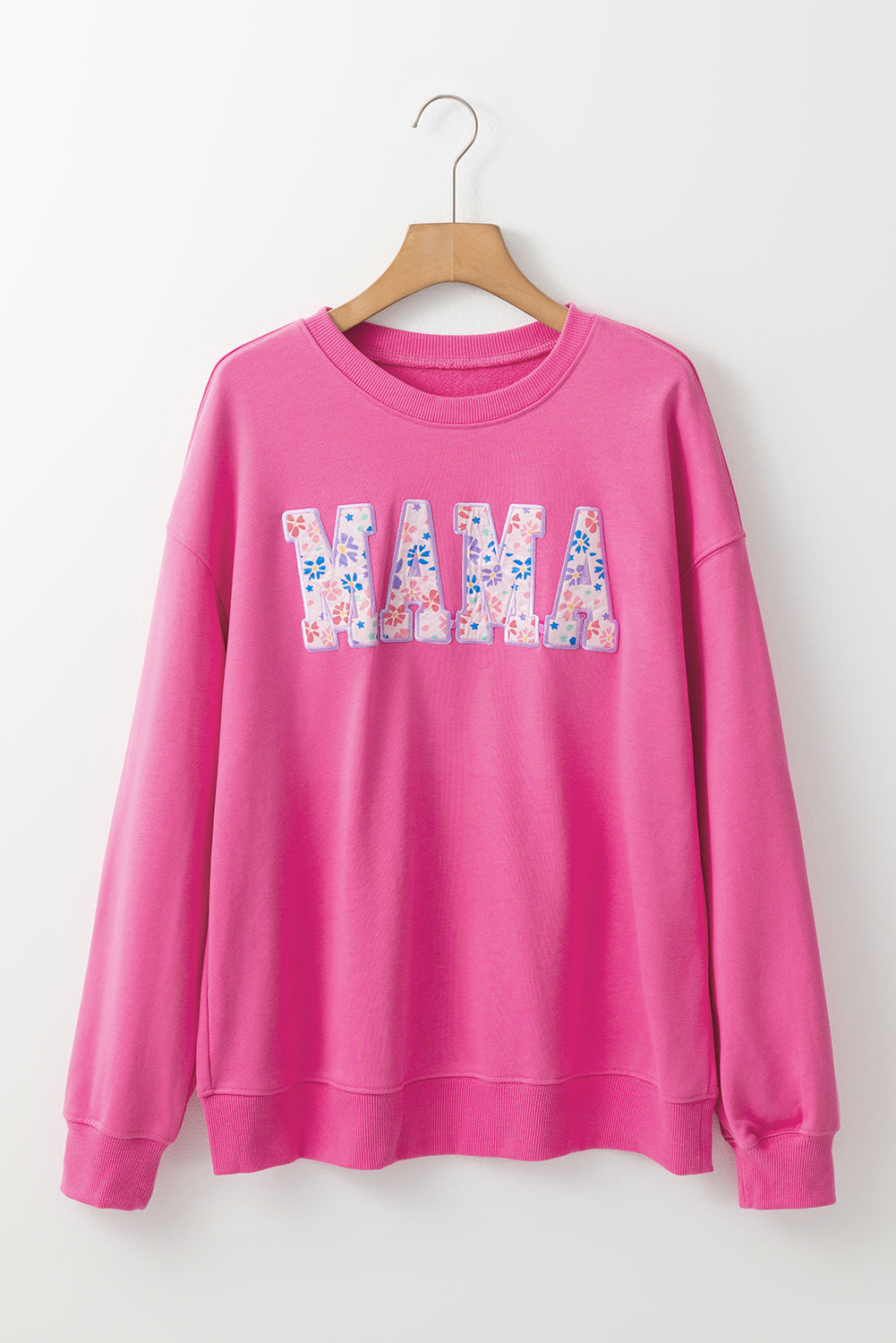 Floral MAMA Embroidered Graphic Pullover Sweatshirt Daisie Boutique