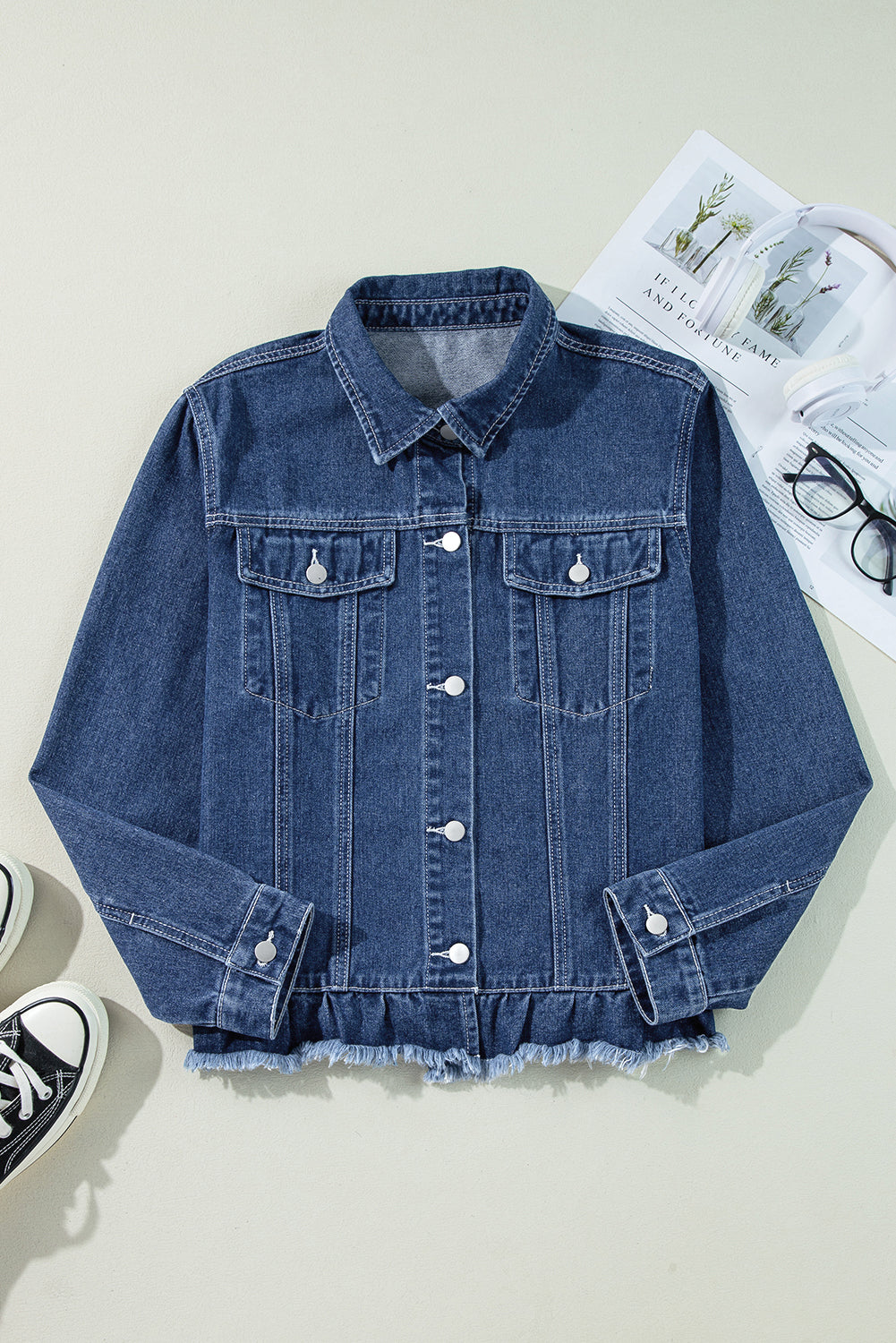 Ruffle Denim Jacket Daisie Boutique