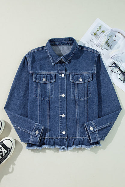 Ruffle Denim Jacket Daisie Boutique