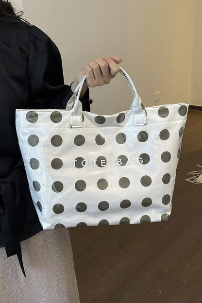 Polka Dot Waterproof PVC Tote Bag