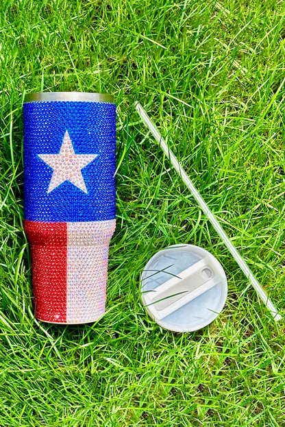 American Flag Star Full Rhinestone Tumbler 40oz Daisie Boutique