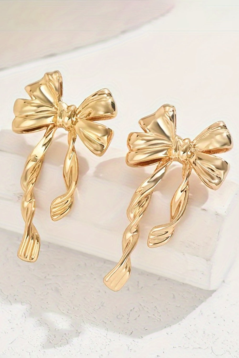 Gold Bow Knot Plated Alloy Stud Earrings Daisie Boutique