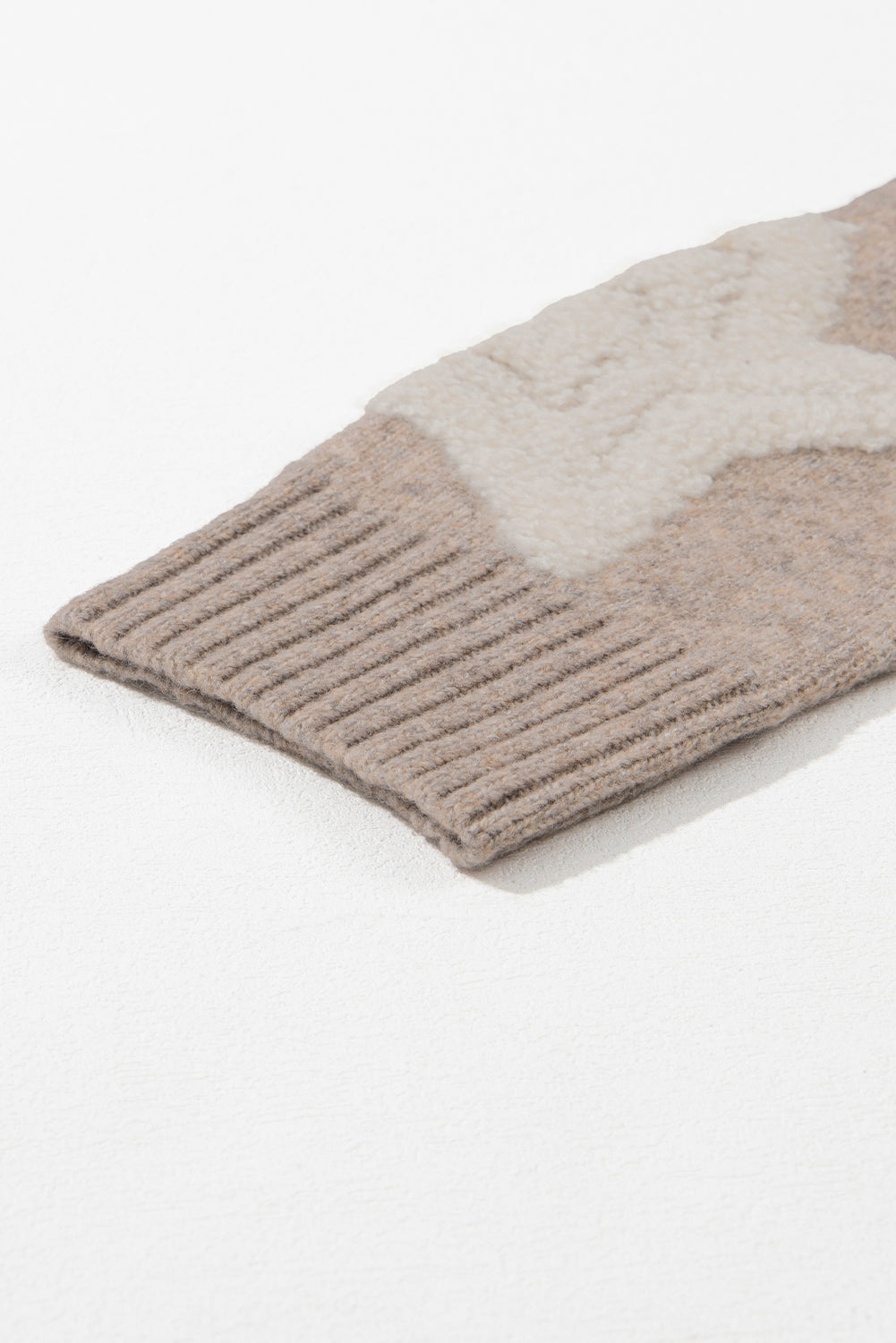 Sherpa Star Sweater with Pockets in Khaki Daisie Boutique