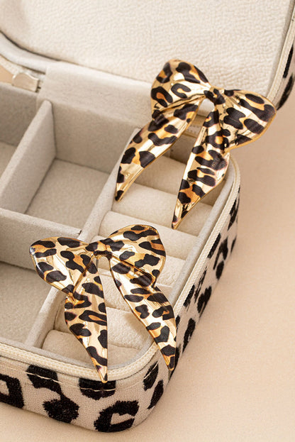 Gold Leopard Print Bow Knot Shape Plated Alloy Earrings Dear-Lover Dropshipping