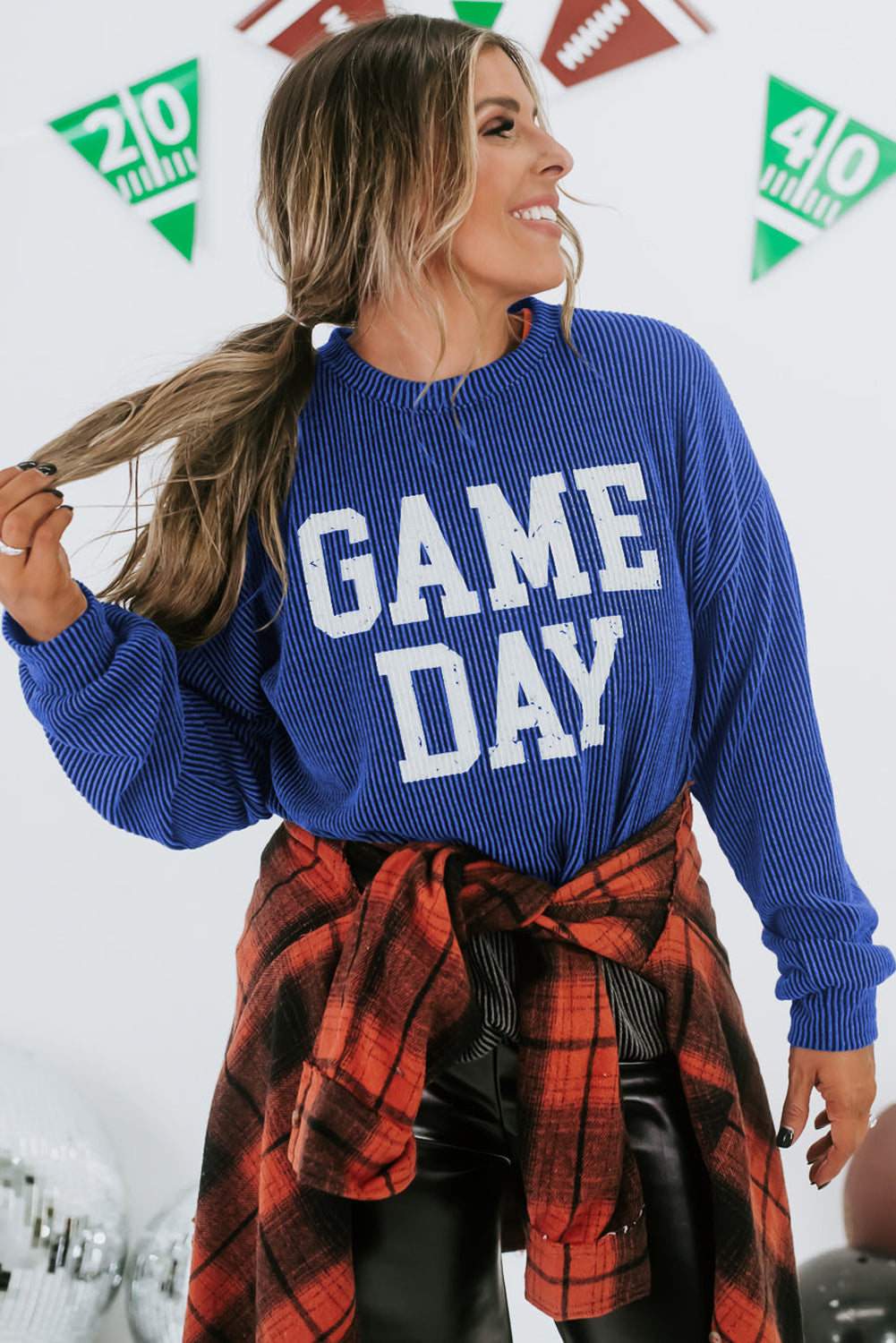 GAME DAY Graphic Long Sleeve Crewneck Tee Daisie Boutique