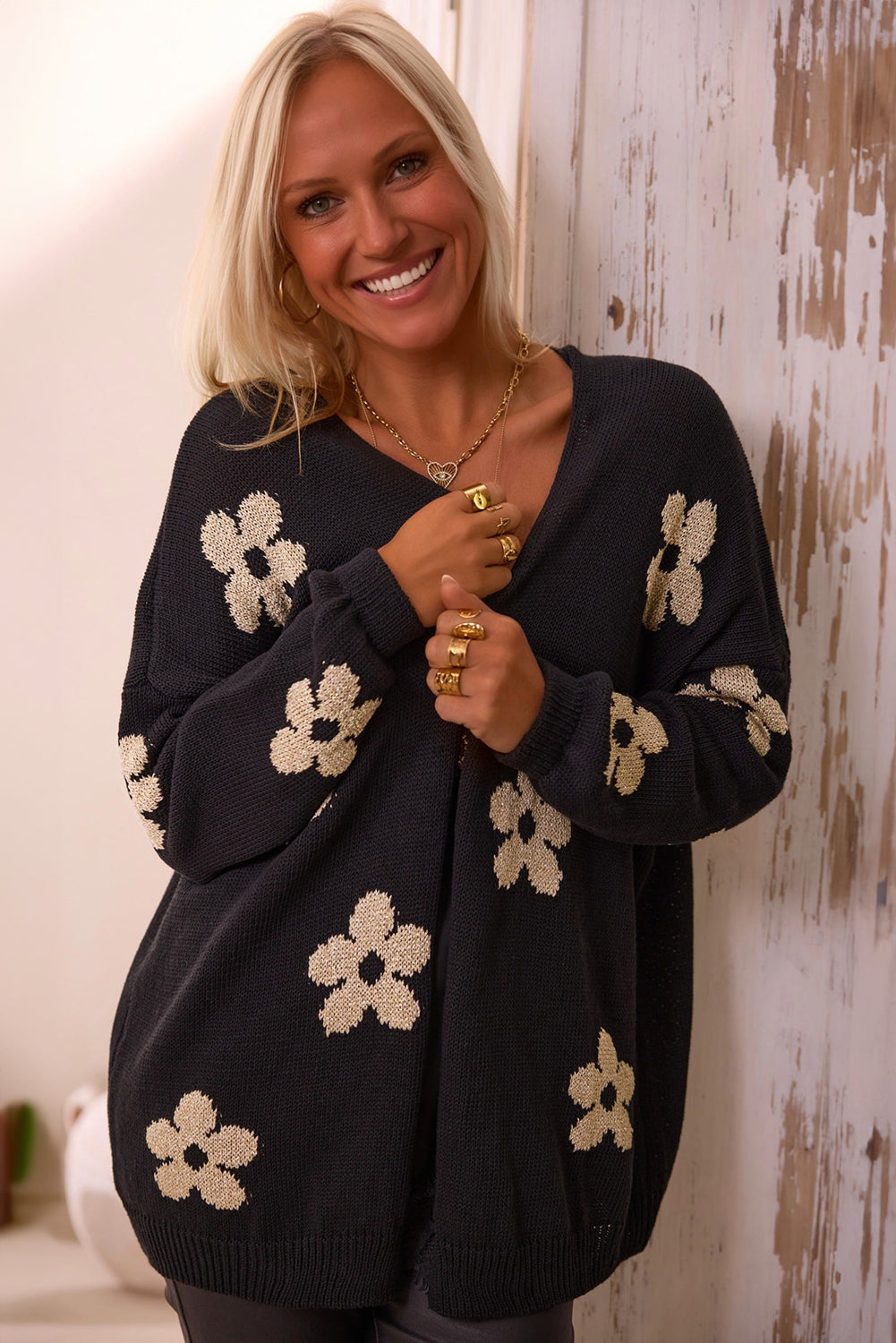 Floral Print Knitted Open Front Cutie Cardigan Daisie Boutique
