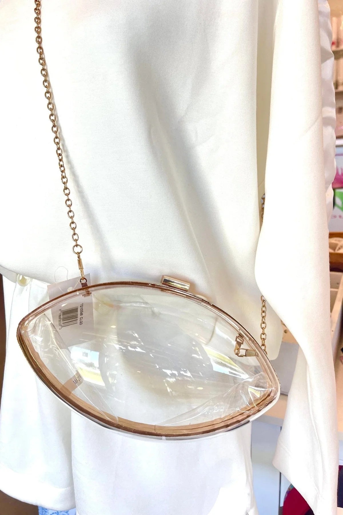 (PREORDER) Clear Gameday Football Shaped Crossbody Bag Daisie Boutique