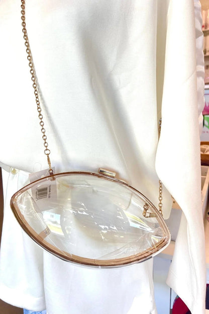 (PREORDER) Clear Gameday Football Shaped Crossbody Bag Daisie Boutique