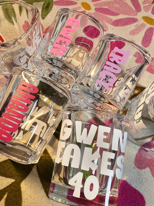 Custom Shot Glass Set — Personalized Photo or Text | UV Print & Vinyl | Set of 6