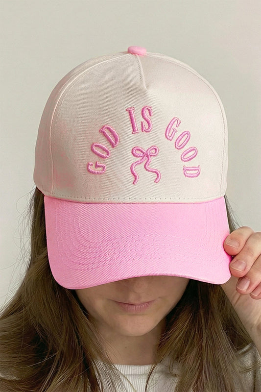 GOD IS GOOD Bow Embroidered  Baseball Cap - Pink Dear-Lover Dropshipping