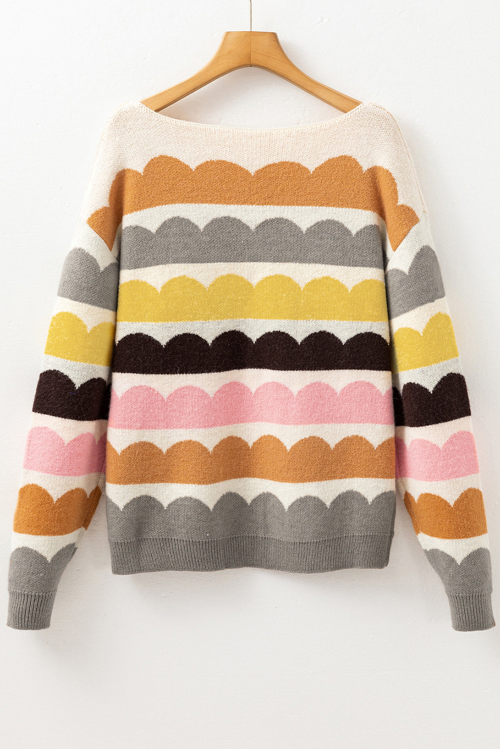 Wave Striped Balloon Sleeve Multicolored Sweater Daisie Boutique