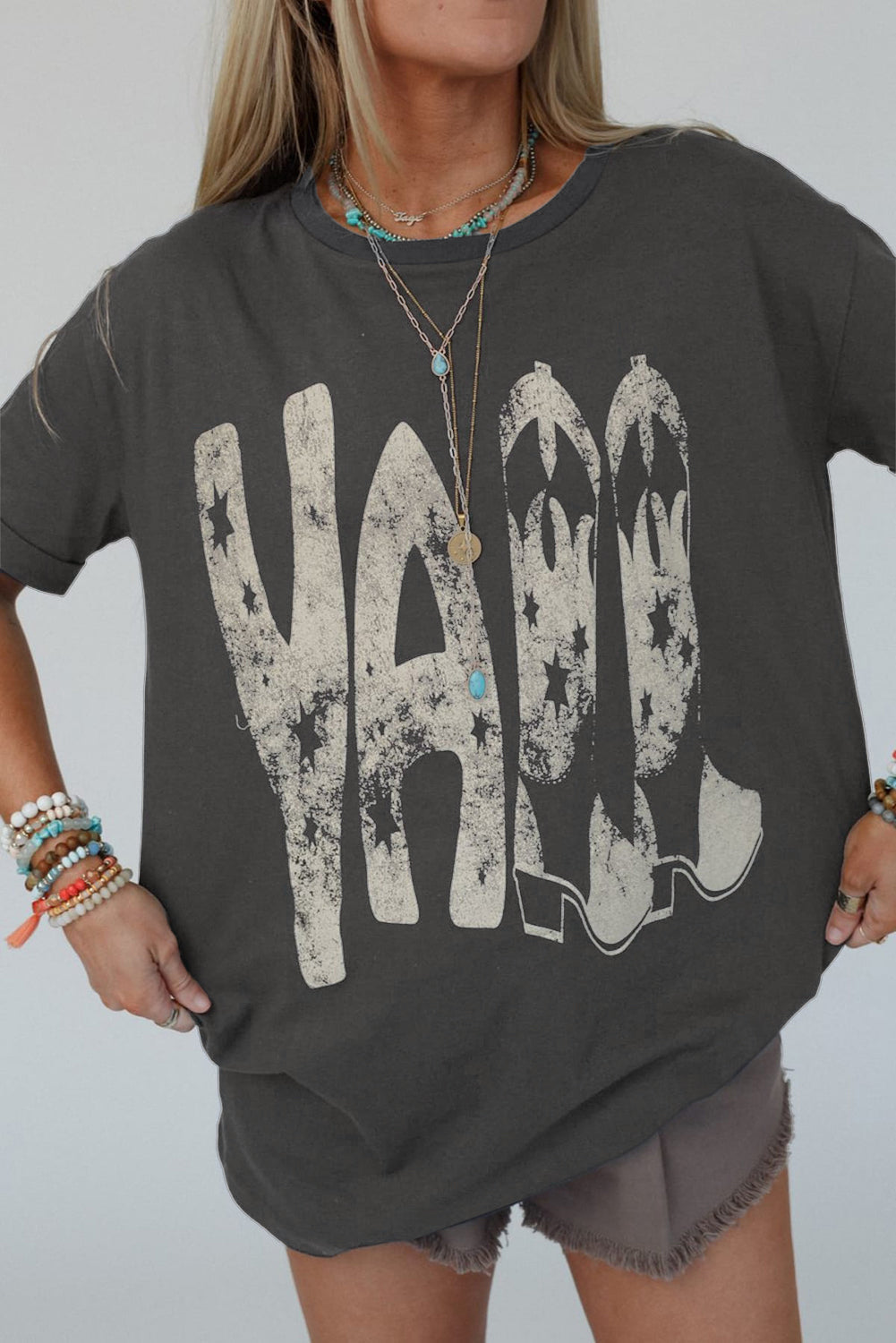 Vintage Style Yall Cowboy Boots Graphic Tee Daisie Boutique