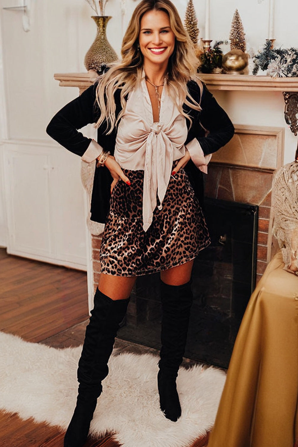 Brown Leopard Tiered Patchwork Mini Skirt Dear-Lover Dropshipping