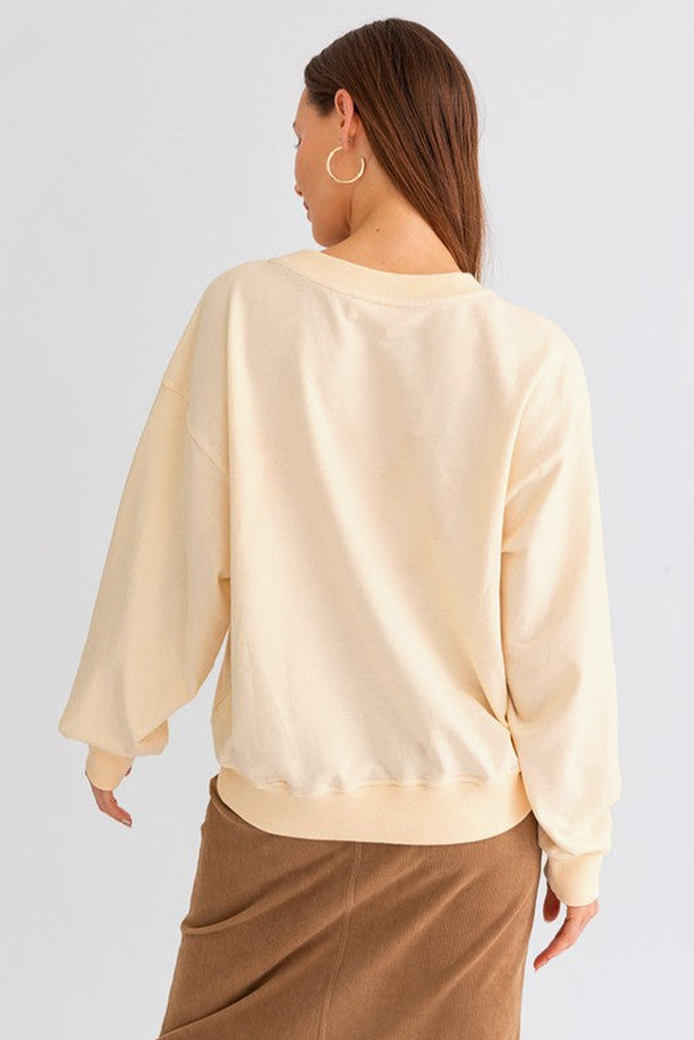 THANKS Chenille Embroidered Graphic Sweatshirt Daisie Boutique