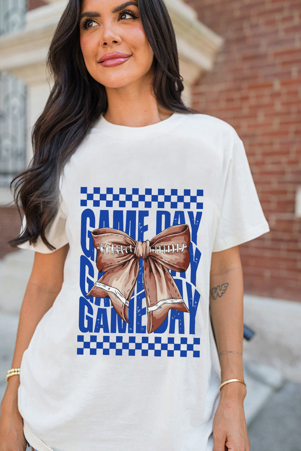 Football Bowknot GAME DAY Graphic Tee Daisie Boutique