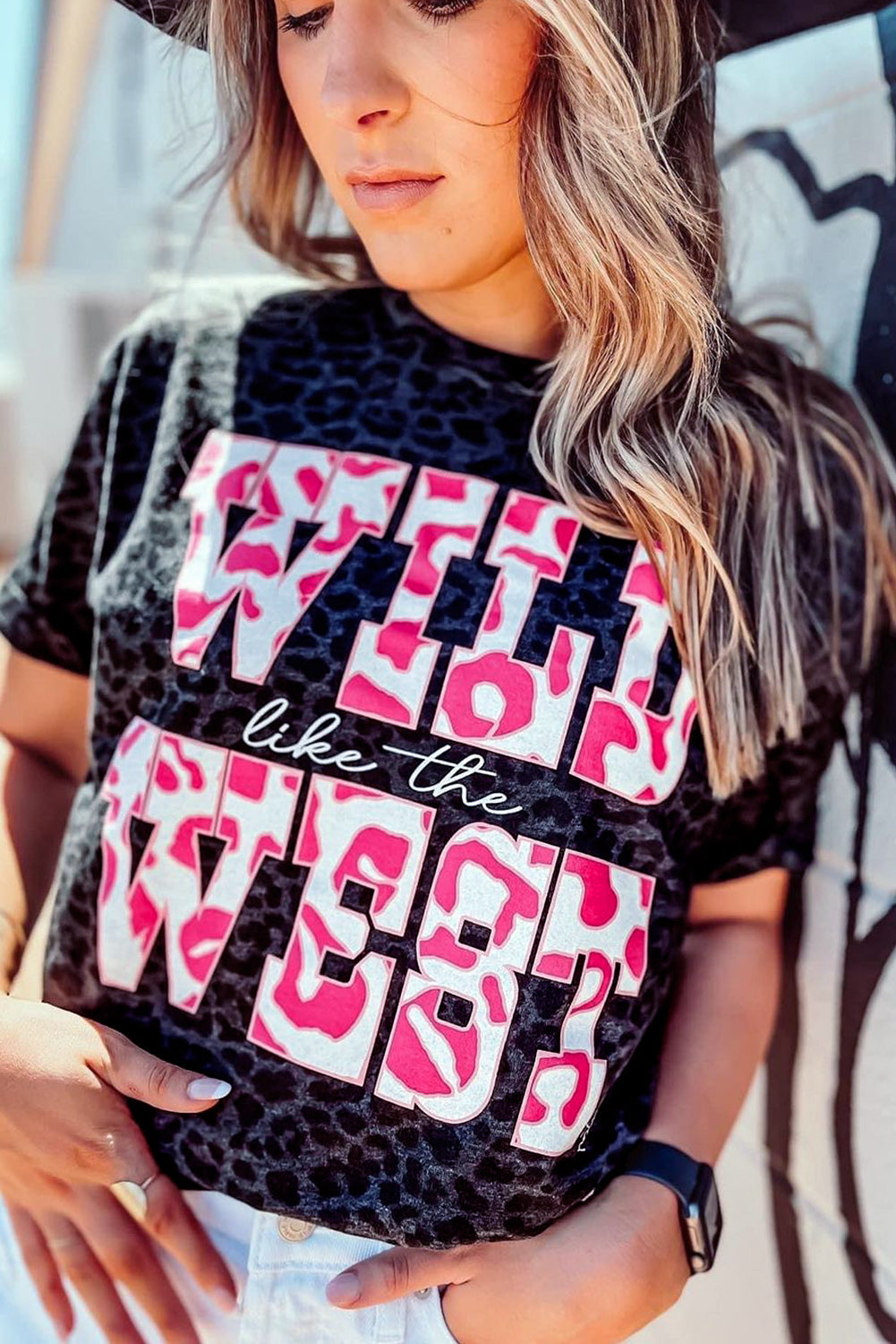 Black WILD like the WEST Leopard Tee Daisie Boutique