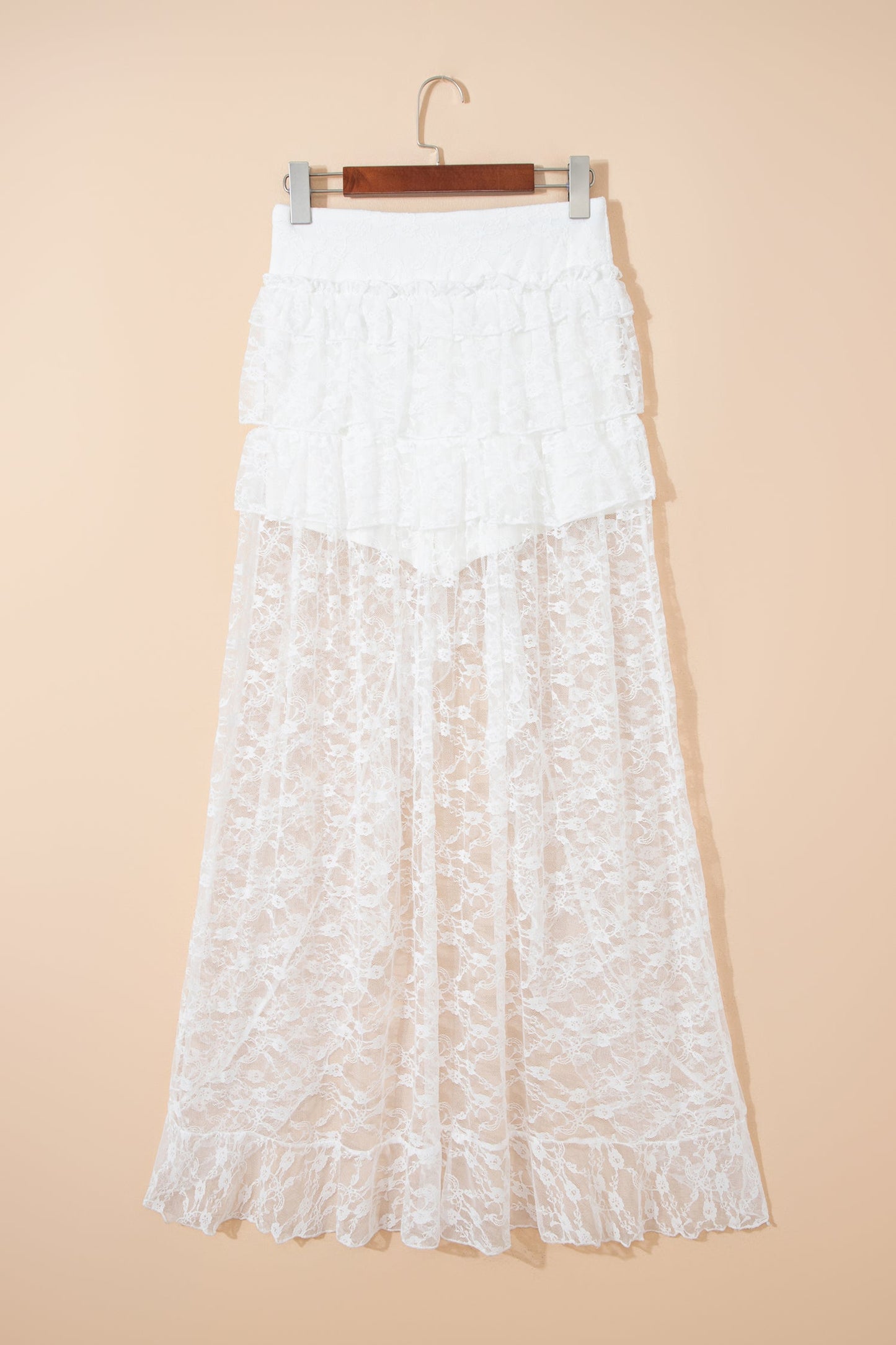 White Sheer Lace Frilly Ruffles High Low Skirt Dear-Lover Dropshipping